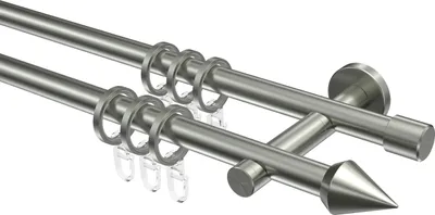 Produktbild von Interdeco Gardinenstange / Vorhangstange Edelstahl, Typ Enorma Castello (Doppelkegel), 16 mm Ø 2-läufig, 100 cm