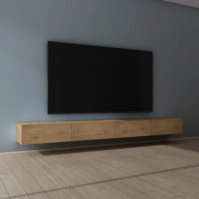 Produktbild von Mai & Mai Fernsehschrank Verdeckter Griff mit Soft-Close Lowboard Hängeschrank für Wohnzimmer in Kerneiche BTH: 320x40,2x30 cm Fernsehschrank02