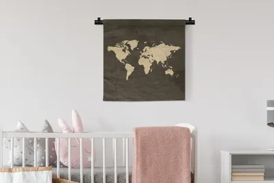 Produktbild von MuchoWow® Wandteppich Wandbehang Weltkarte - Farben - Vintage 60x60 cm Tapisserie Dekoration Wandtuch - Dekorationen - Wand Decke