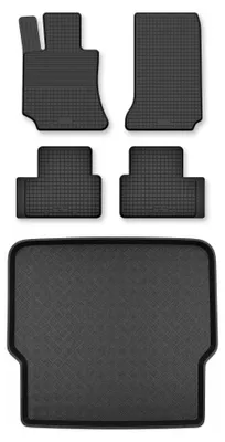 Productafbeelding van Rubberen automatten + kofferbakmat voor Mercedes-Benz Klasa C W204 2007-2014 (stationwagen) – 5-delig, zwart, op maat – Wielganizator Semi-Universal