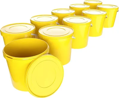 Produktbild von Eimer mit Deckel 10 L | Vorratseimer | Lebensmittelecht Gelb | PP | 10 Stück