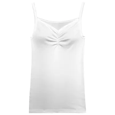 Produktbild von HERMKO 551513 Damen Trägerhemd mit Dekolleté Raffung, Farbe:weiß, Größe:36/38 (S)