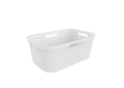 Produktbild von Rotho Brisen Wäschekorb mit 4 Griffen, BPA-freier Kunststoff (PP), weiß, 40 l, 59,6 x 39,6 x 23,2 cm