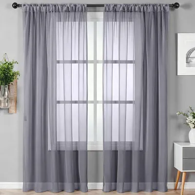 Productafbeelding van Gordijnset, voile, transparant, 2-delig, 142 x 200 cm, geschikt voor woonkamer en slaapkamer