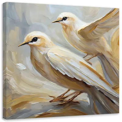 Produktbild von Leinwandbild Vögel wie ein Gemälde 60x60 Feeby Beige bild für die wand bereit zum aufhängen