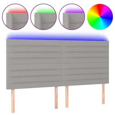 Produktbild von vidaXL LED Kopfteil Hellgrau 180x5x118/128 cm Stoff