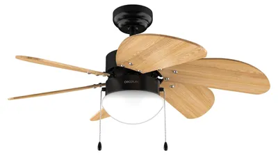 Productafbeelding van Cecotec EnergySilence Aero 360, zwarte en houten ventilator, geschikt voor het plafond, bereik van 15 m², diameter van 92 cm, werkt op wisselstroom (AC)