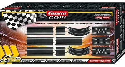 Zdjęcie produktu dla Carrera GO!!! Zestaw rozszerzający tor, 2 x zmiana pasa ruchu, 2 x estakada, 4 x prosty odcinek 342 mm, 2 x prosty odcinek 114 mm, szykana