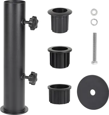 Produktbild von Verstellbare Parasolhalterung mit 3 Reduktionen aus PVC (28/38/48 mm) Schwarz