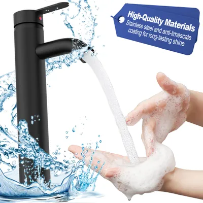 Produktbild von LZQ Hoher Wasserhahn Küche Modern Küchenarmatur Spültischarmatur Armatur Einhebel Edelstahl Tropffrei für Küchenspüle Töpfe Befüllen und Reinigen, Schwarz
