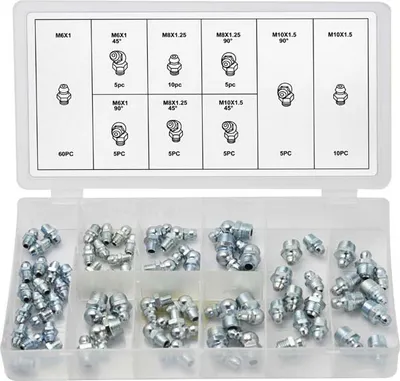 Immagine prodotto di Ingrassatori idraulici assortimento di ingrassatori M6 M8 M10 in versione diritta 45 90° 110 pz