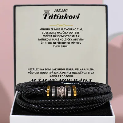 Obrázek produktu pro Lovilion Kožený náramek pro muže se vzkazem "Mému tátínkovi" - OLIVER_LEATHERBRACELET