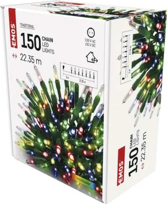 Immagine prodotto di Catena di Natale a LED EMOS - tradizionale, 22,35 m, per interni ed esterni, multicolore, D4AM12