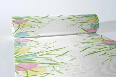 Produktbild von Airlaid Tischläufer Ostern, 40 cm x 24 m , 1 Stück - Mank - Frühling Gräser Ostereier