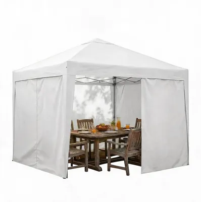 Produktbild von 3x3 m Faltpavillon - Pop Up Partyzelt - 1-Person Schnellaufbau - Stahlrahmen - wasserdichtes Oxford-Dach mit 4 Seitenwänden - höhenverstellbar - weiß