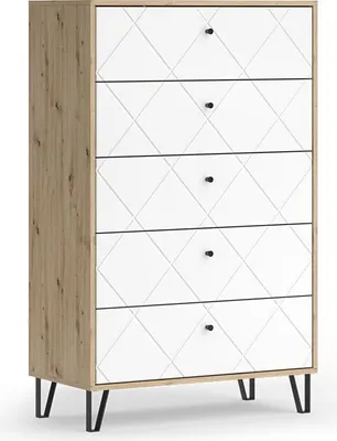 Image de Commode avec tiroirs Vicco Nizza Chêne Artisan 80.2x127.4cm avec 5 tiroirs, Model 57498