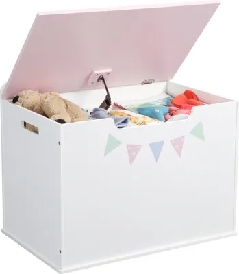 Produktbild von Navaris Spielzeugkiste Kiste Aufbewahrung für Spielzeug - Aufbewahrungsbox für Kinderzimmer mit Deckel - 60x41x39cm Spielkiste für Kinder - Rosa