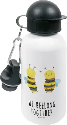Produktbild von Mr. & Mrs. Panda Trinkflasche Biene Verliebt - Weiß - Geschenk, Sportflasche, Kinder, für den Kindergarten, Kindertrinkflasche, Wasserflasche