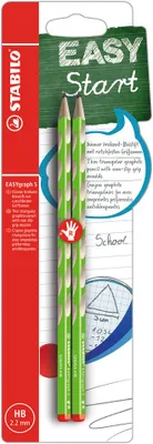Produktbild von Schmaler Dreikant-Bleistift für Rechtshänder - STABILO EASYgraph S in grün - 2er Pack - Härtegrad HB