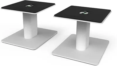 Produktbild von Desktop Speaker Stands for Medium/Large Bookshelf Speakers & Mid-Size/Full-Size 4”-7” Studio Monitors | 6" Tall | Rotating Top Plate | Hidden Cables | ?”-20 Mounting | Pair | White