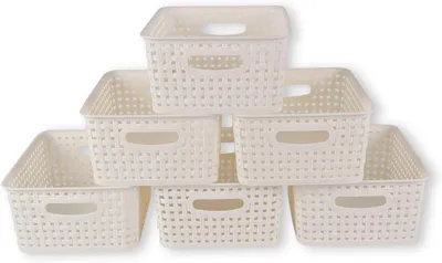 Obrázek produktu pro Sada úložných boxů, 6 kusů, bílá barva, objem 5 litrů, plast, vhodné pro domácnost i kancelář