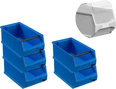 Produktbild von SparSet 5x Blaue Sichtlagerbox 4.1 mit Griffstange & Abdeckung | HxBxT 15x20x35cm | 7,2 Liter | Sichtlagerbehälter, Sichtlagerkasten, Sichtlagerkastensortiment, Sortierbehälter
