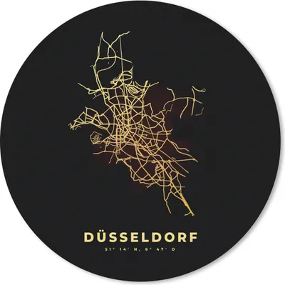 Produktbild von MuchoWow® Mauspad Mousepad Stadtplan - Gold - Düsseldorf - Karte 40x40 cm - Mousepads - Maus Mat - Pad - Mausunterlage - Schreibtisch Accessoires