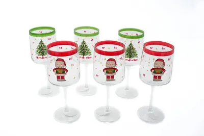 Produktbild von Weihnachts-Weinglas-Set, 6-teilig – festliche Weihnachtsmotive – 430 ml