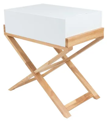 Image de Meuble d'appoint Valerie en bois d'hévéa et MDF blanc