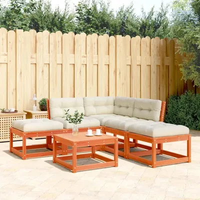 Produktbild von Praktischen Gartenmöbel Set Balkonmöbel-Set 5-tlg. Garten-Sofagarnitur mit Kissen Wachsbraun Kiefernholz - Gartenmöbelgarnituren ,design Möbel 1858900 5parcel