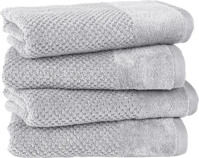 Produktbild von Pure Label 4-TLG Handtücher Set mit Aufhängeschlaufen aus Baumwolle, saugstark und weich | 4er Pack Handtücher 50x100 cm aus Baumwolle, Grau