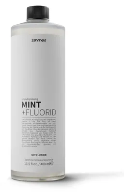 Produktbild von Zahnhed Mundspülung Mint, veganes Mundwasser mit Fluorid für gesundes Zahnfleisch und frischem Atem - Minzgeschmack, 400 ml, Aloe Vera, Fluorid, Zink