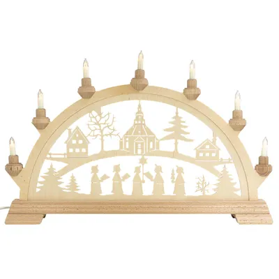 Produktbild von Taulin Schwibbogen mit 7 Kerzen 55 x 36 cm, Ausführung:Seiffener Kirche