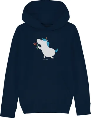 Produktbild von Mr. & Mrs. Panda Kinderpullover Einhorn Blume 12-14 Jahre (152/164) - French Navy - Geschenk, Unicorn, Sweatshirt, Hoodie, Einhörner, Kinderbekleidung, Hoody, Pärchen