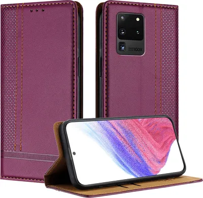 Obrázek produktu pro Pouzdro pro Samsung Galaxy S20 Ultra kožené flipové pouzdro s funkcí stojánku Fialová