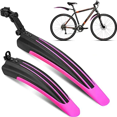 Imagen del producto de Juego de guardabarros para bicicleta, 2 unidades, universales para rueda delantera y trasera, para bicicletas de montaña de 20 a 27 pulgadas