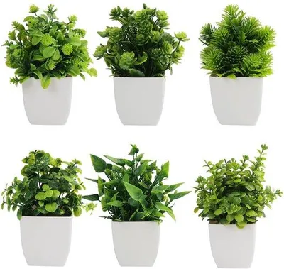 Productafbeelding van Mini kunstplanten, plastic planten, kleine planten voor op een tafel of in een kantoor, in een kleine pot (groen)