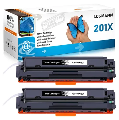 Produktbild von LOSMANN 2x Toner Kompatibel für HP CF400X 201X CF400A 201A für HP Color LaserJet Pro M252dn M252dw M252n M270 Series M274dn M274n MFP M270 Series MFP M277c6 MFP M277dw MFP M277n - Schwarz 2.800 Seiten