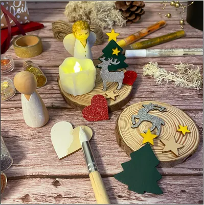 Produktbild von Oblique Unique Weihnachtsdeko Bastel Set klein als Tischdeko Dekoration für Advent Weihnachten DIY Deko Kinder Basteln