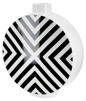 Deckelvase Chevron, Keramik, schwarz-weiß, H. 33 cm