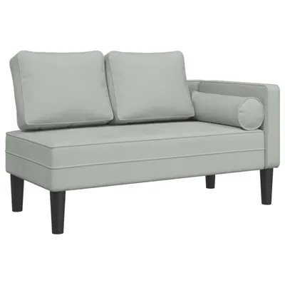 Produktbild von vidaXL Chaiselongue mit Kissen Hellgrau Samt