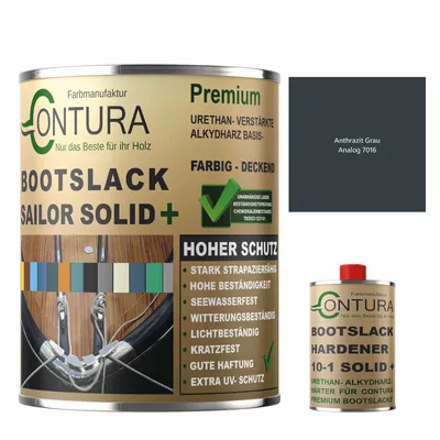 Produktbild von Contura 550ml. 2K Bootslack GLÄNZEND RAL Farbe Yachtlack Holzlack GFK Metall Boot Schiffslack - Anthrazitgrau RAL 7016 - (500ml.+50ml. HÄRTER)