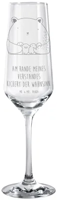 Produktbild von Mr. & Mrs. Panda Glas Bär Gefühl - Transparent - Geschenk, Sektglas mit Gravur, graviert, Verrückt, Durchgedreht, Trinkglas, Teddy, Wahnsinn, Champagnerglas