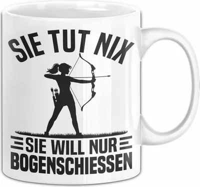 Produktbild von Bogenschützin Tasse Geschenk Bogenschießerin Geschenkidee Frauen Geburtstag Weihnachten Kaffee-Becher (Weiß)