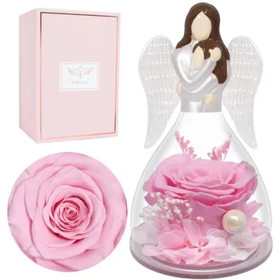 Ewige Rose im Glas mit Engel – Geschenk für Mutter, Oma
