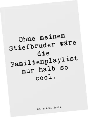 Produktbild von Mr. & Mrs. Panda Postkarte Spruch Cooler Stiefbruder - Weiß - Geschenk, einzigartige Designs, Geburtstage, Persönliche Geschenke, Einfluss, Dankeschön, Familiengeschenke