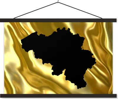 Produktbild von MuchoWow® Textilposter Karte von Belgien - Schwarz 120x80 cm mit schwarzem Rahmen - Wanddeko