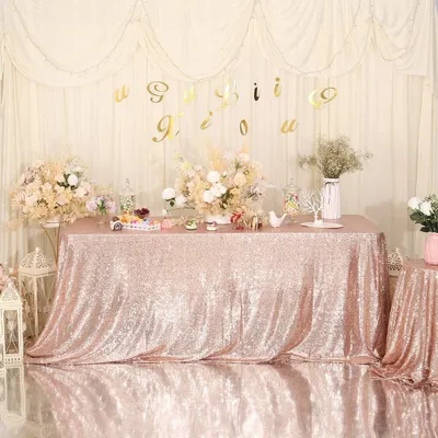Produktbild von Pailletten Tischdecke für Hochzeiten und Feiern 152 x 260 cm
