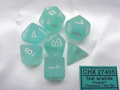 Obrázok produktu pre Chessex - matný - sada 7 dielikov - Teal/White
