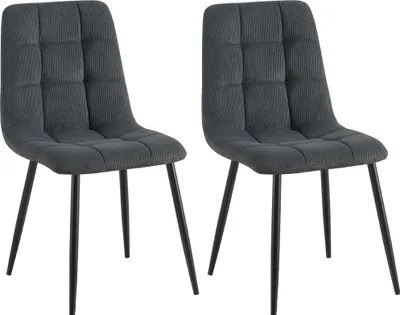 Produktbild von CLP 2er Set Esszimmerstuhl Tilde gepolstert mit Rückenlehne bis 150 kg belastbar schwarz Material Cord
